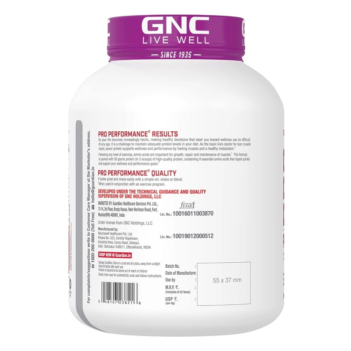 GNC Pro Performance Power Protein Whey Protein Concentrate Creatine 1500mg, L-Glutamine 2218mg, L-Arginine 1054mg, Tribulus Terrestris 500mg, Bcaa 2744mg 1.81kg