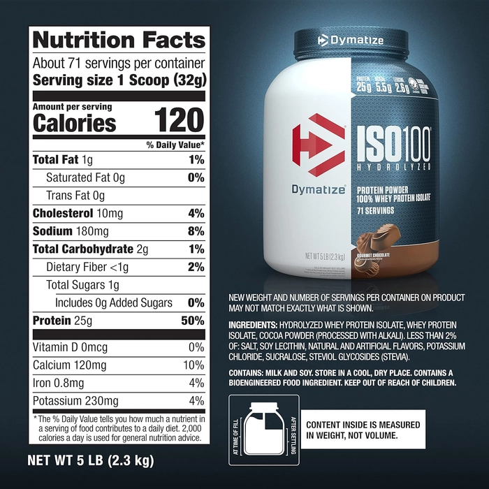 Dymatize Nutrition ISO 100 Whey Protein Powder with Hydrolyzed 100% Whey Protein Isolate, 5 lbs, 2.3 Kg + Free Shaker