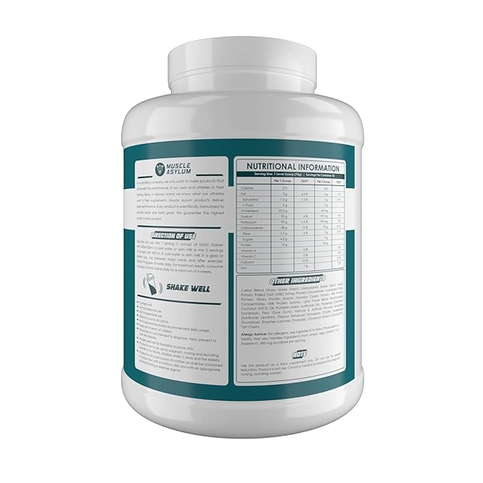 Muscle Asylum- Muscle Mass Anabolic Gainer- 14g Protein, 48g carbs, 275g Calories High Calorie Mass Gainer/Weight Gainer Powder (6.6lb, 3kg, 42Servings)