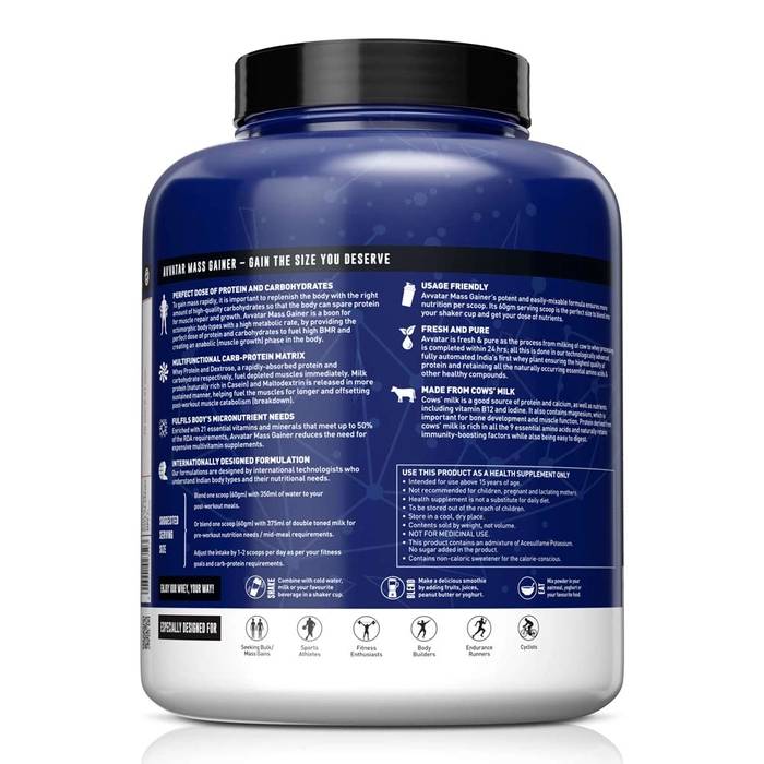 Avvatar Mass Gainer Powder, Belgian Chocolate Flavour, 2KG