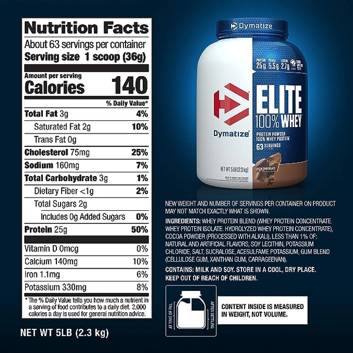 Dymatize Nutrition Elite 100% Whey Protein, 5 lbs, 2.3 kg