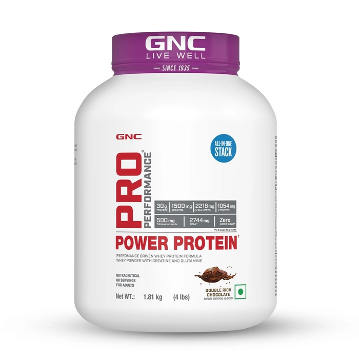 GNC Pro Performance Power Protein Whey Protein Concentrate Creatine 1500mg, L-Glutamine 2218mg, L-Arginine 1054mg, Tribulus Terrestris 500mg, Bcaa 2744mg 1.81kg