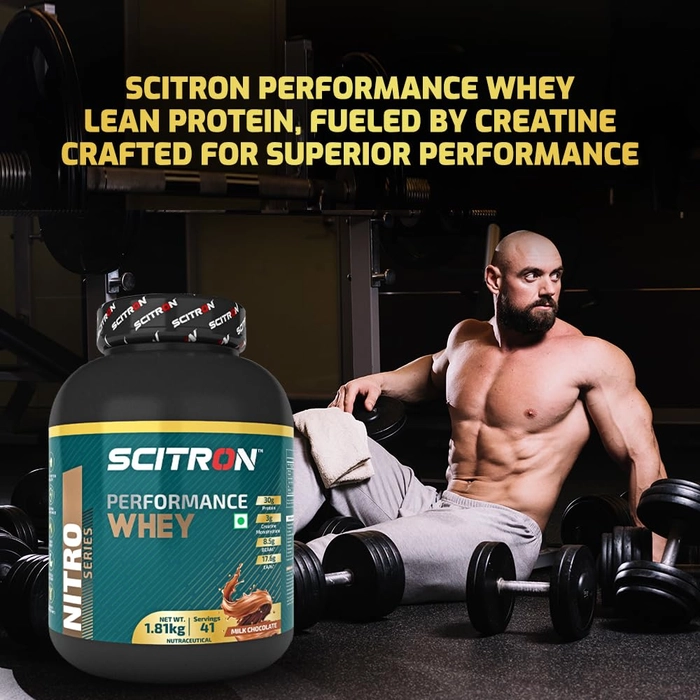 Scitron Nitro Series Performance Whey (30g Protein, 3g Creatine Monohydrate, 8.5 g BCAAs, 17.6 g EAAs ) 4 lb