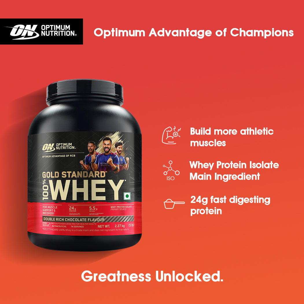 ON (Optimum Nutrition) Gold Standard 100% Whey Protein, 1.7 kg (3.74 lb), Double Rich Chocolate