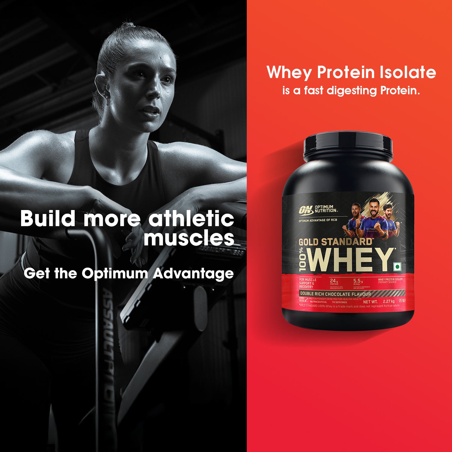 ON (Optimum Nutrition) Gold Standard 100% Whey Protein, 1.7 kg (3.74 lb), Double Rich Chocolate
