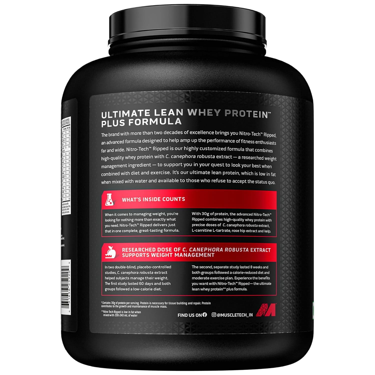 MuscleTech Performance Series NitroTech Ripped, 2 kg (4lb), Chocolate Fudge Brownie