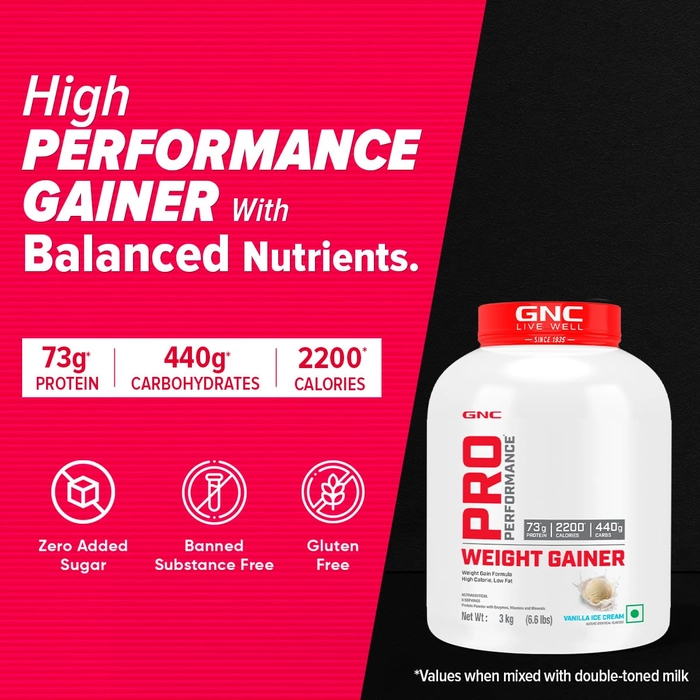 GNC Pro Performance Weight Gainer 2200Kcal, 440g Carbs 6.6lbs 3kg