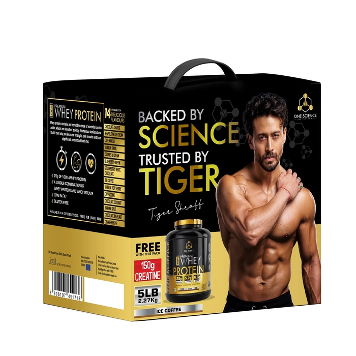 One Science Nutrition (OSN) 100% Premium Whey Protein [Grass Fed Whey] - 25g Protein, 6.6g BCAA & 5.2 gms L-Glutamine , 5 lbs, 2.27kg With Free Creatine 150g