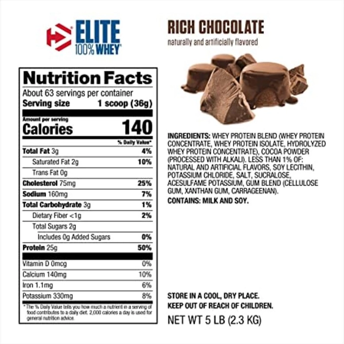 Dymatize Nutrition Elite 100% Whey Protein, 5 lbs, 2.3 kg