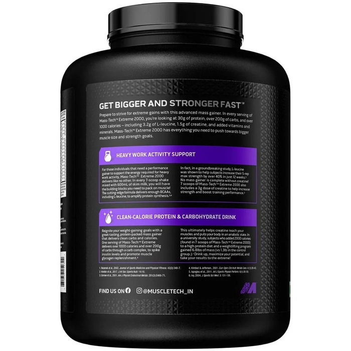 MuscleTech MassTech Extreme Mass Gainer, 30g Protein, 1073 KCAL, 1.5g Creatine With Added Multi Vitamins