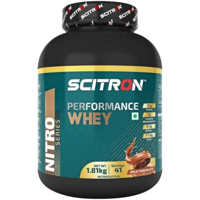 Scitron Nitro Series Performance Whey (30g Protein, 3g Creatine Monohydrate, 8.5 g BCAAs, 17.6 g EAAs ) 4 lb