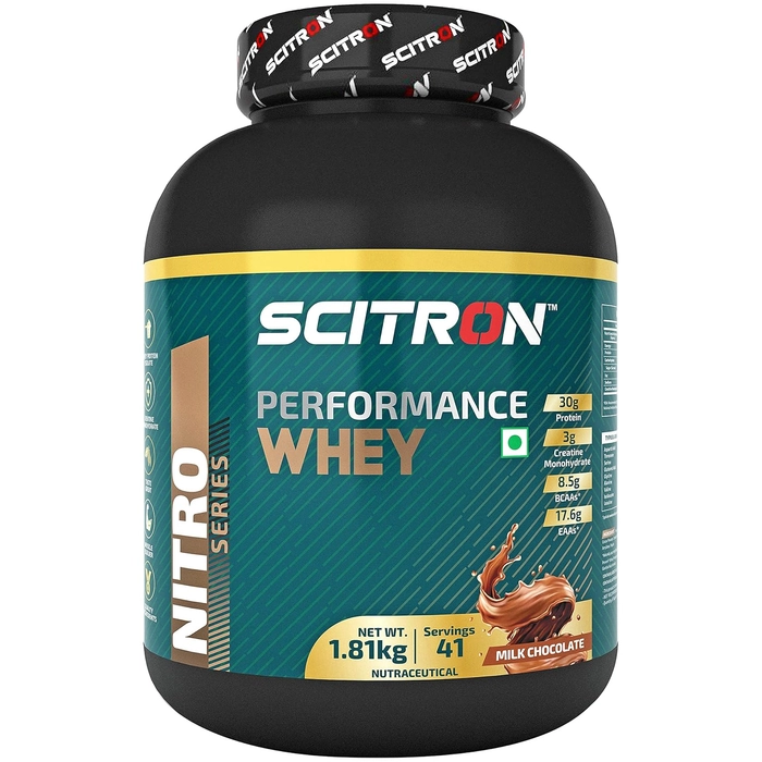 Scitron Nitro Series Performance Whey (30g Protein, 3g Creatine Monohydrate, 8.5 g BCAAs, 17.6 g EAAs ) 4 lb
