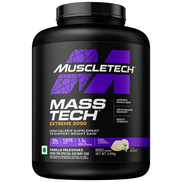 MuscleTech MassTech Extreme Mass Gainer, 30g Protein, 1073 KCAL, 1.5g Creatine With Added Multi Vitamins