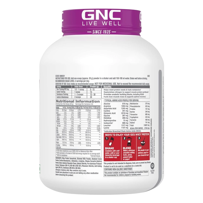 GNC Pro Performance Power Protein Whey Protein Concentrate Creatine 1500mg, L-Glutamine 2218mg, L-Arginine 1054mg, Tribulus Terrestris 500mg, Bcaa 2744mg 1.81kg