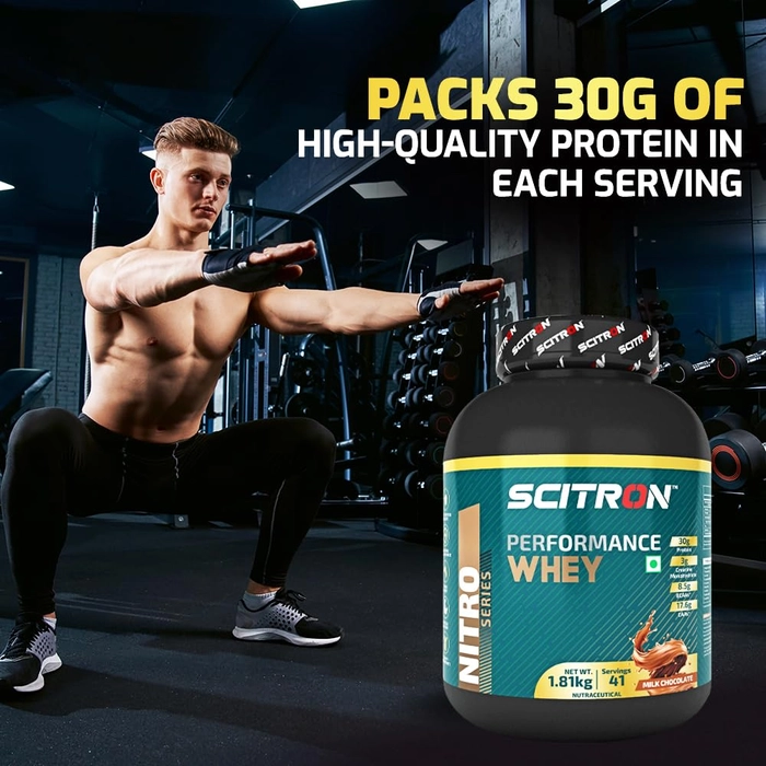 Scitron Nitro Series Performance Whey (30g Protein, 3g Creatine Monohydrate, 8.5 g BCAAs, 17.6 g EAAs ) 4 lb