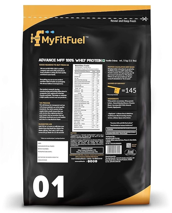 MyFitFuel Advance 100% Whey Protein 11 lbs, 5 kg Vanilla Cream