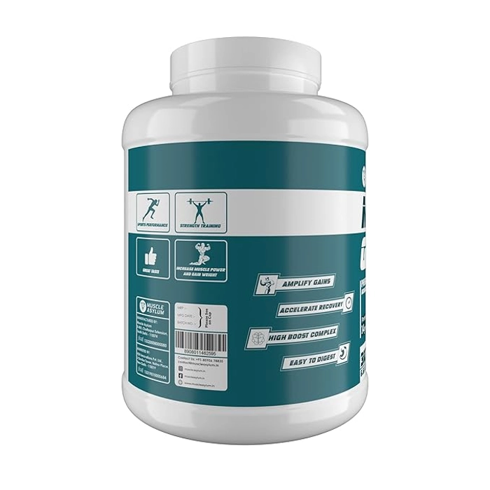 Muscle Asylum- Muscle Mass Anabolic Gainer- 14g Protein, 48g carbs, 275g Calories High Calorie Mass Gainer/Weight Gainer Powder (6.6lb, 3kg, 42Servings)