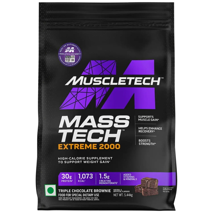 MuscleTech MassTech Extreme Mass Gainer, 30g Protein, 1073 KCAL, 1.5g Creatine With Added Multi Vitamins