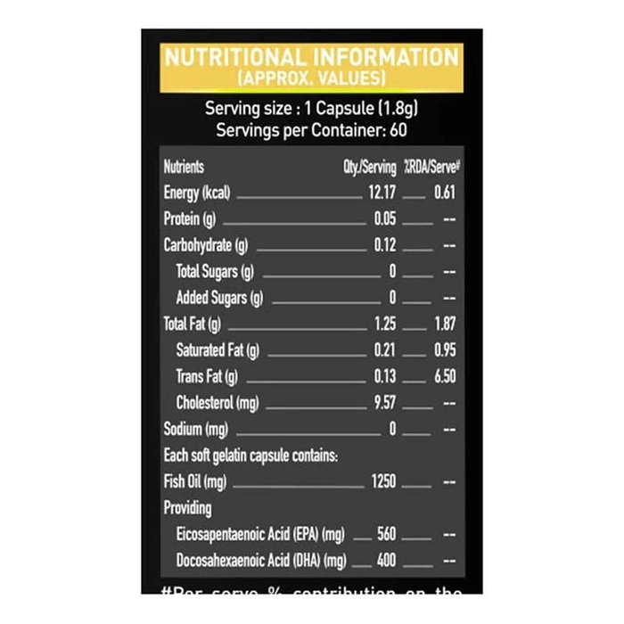 MuscleBlaze Omega 3 Fish Oil Gold - 60 Capsule