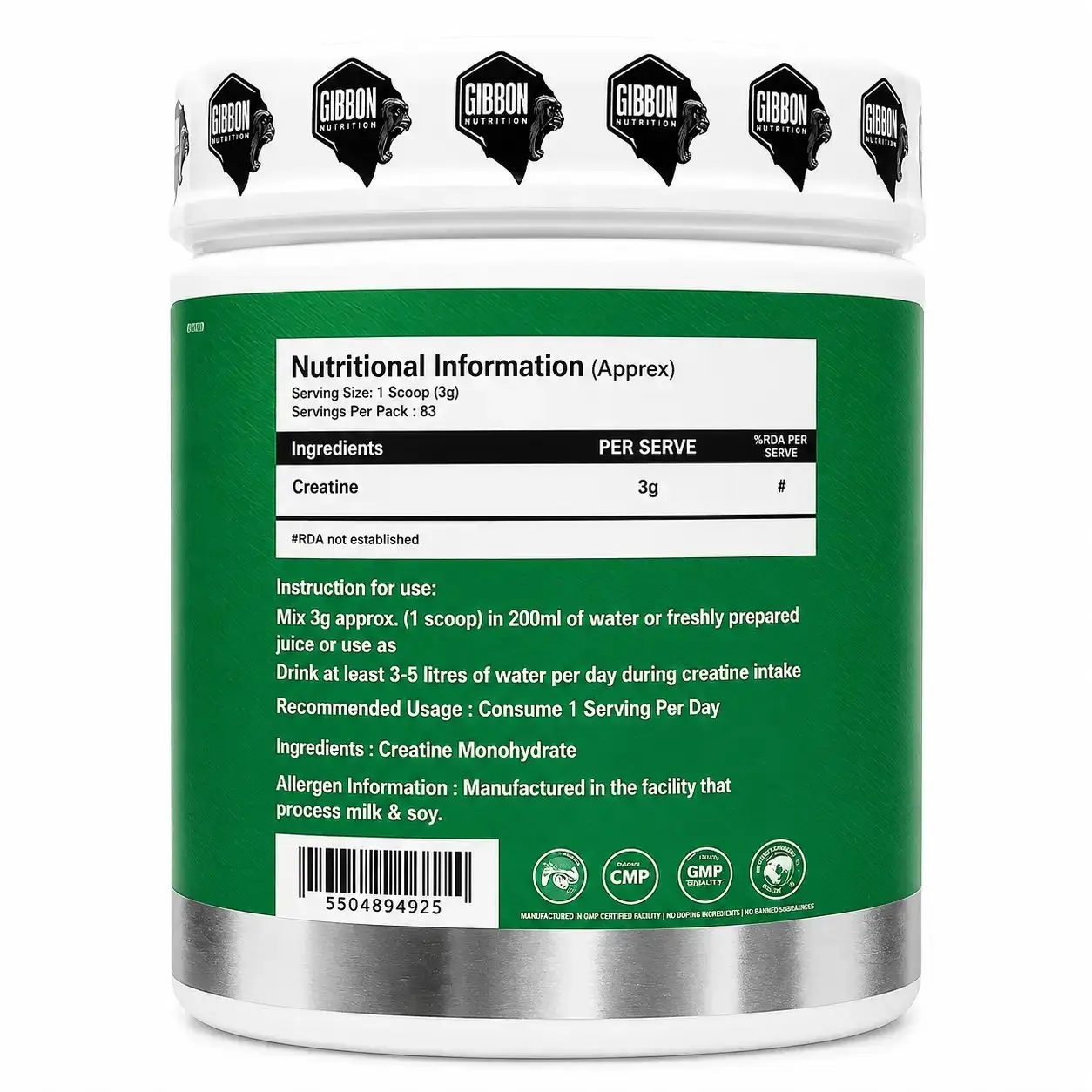Gibbon Nutrition Creatine Monohydrate