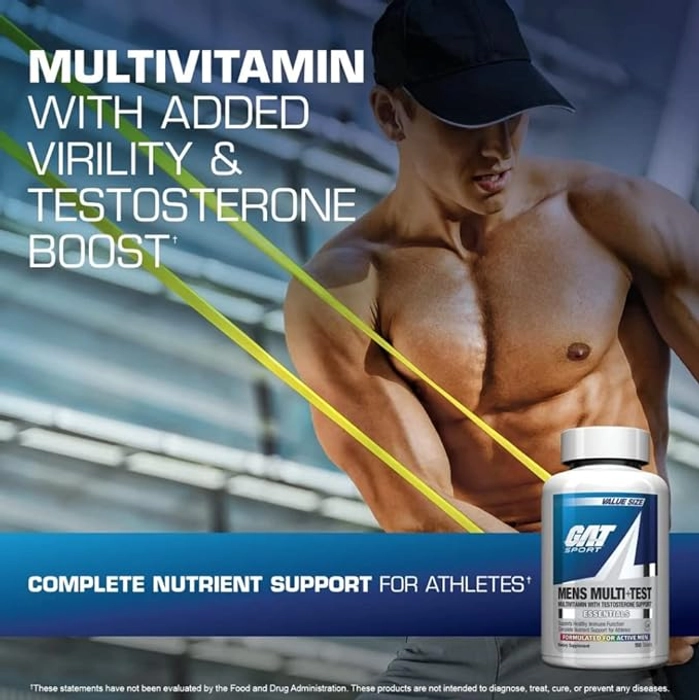 Gat Sports Mens Multi+Test Multivitamin With Testosterone Support (60 Caps)