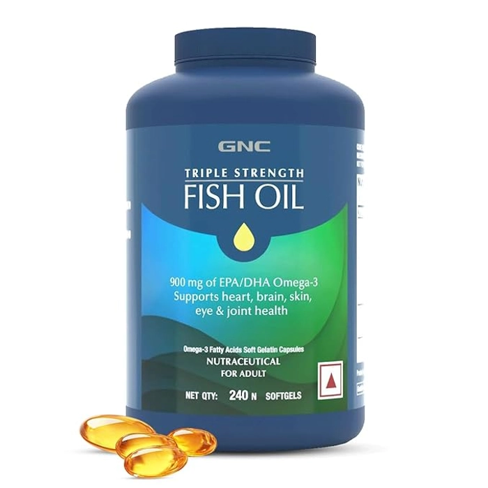 GNC Triple Strength Fish Oil 900mg EPA/DHA, Omega 3 240 Softgels