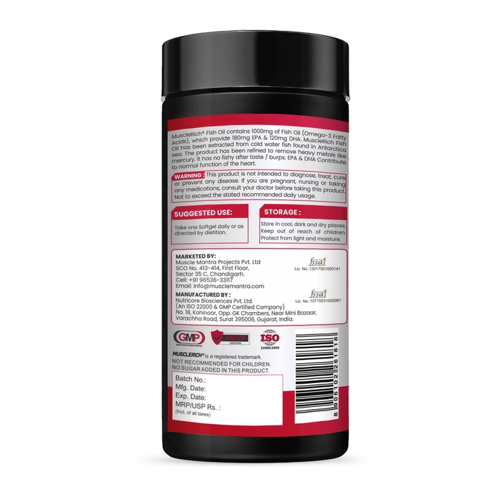 MuscleRich Omega-3 Fish Oil (1000mg Omega 3 including EPA & DHA) 60