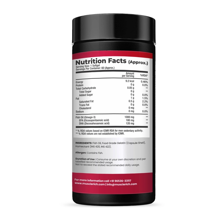 MuscleRich Omega-3 Fish Oil (1000mg Omega 3 including EPA & DHA) 60