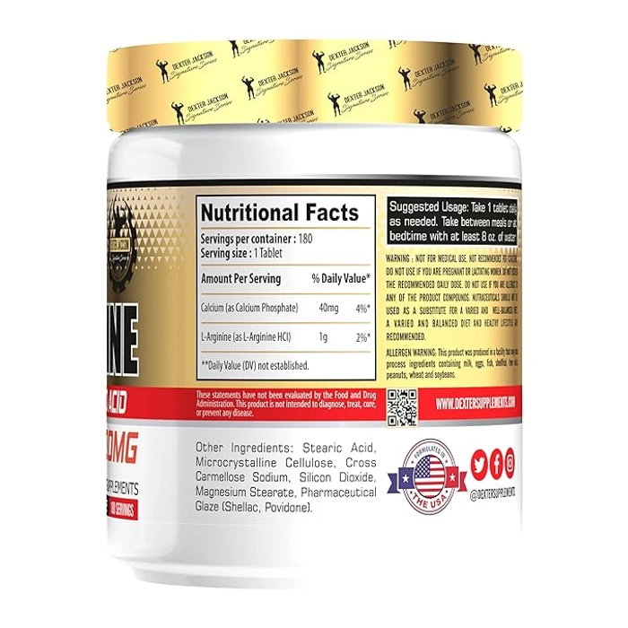 Dexter Jackson Arginine 1000mg, 180 Tablets
