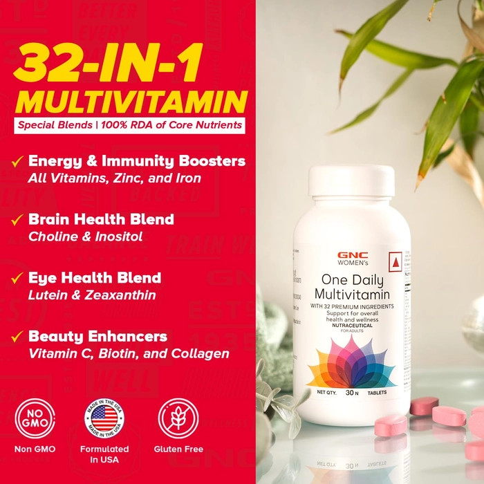 GNC Women One Daily Multivitamin With 32 Premium Ingredients (30 Tablets)