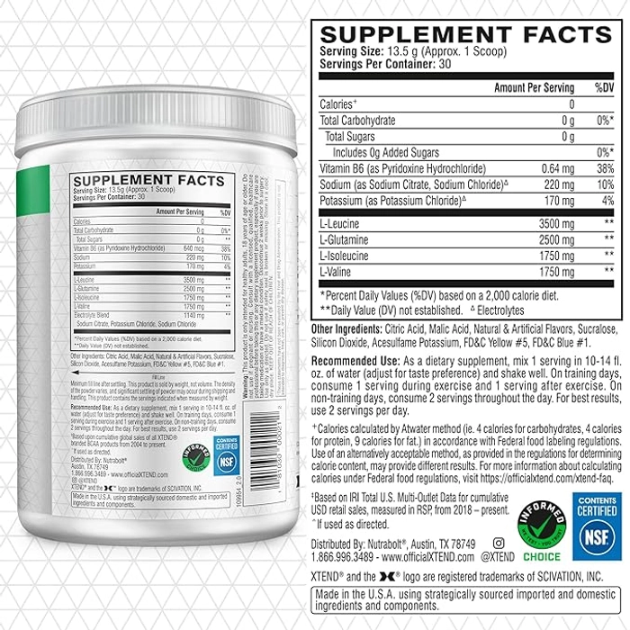 Scivation Xtend BCAA Intra workout powder 7gm BCAA, (30 Servings)