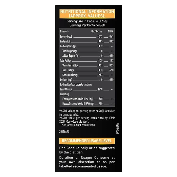 MuscleBlaze Omega 3 Fish Oil Gold - 60 Capsule