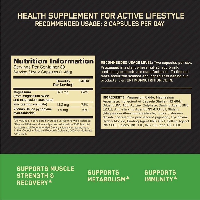 Optimum Nutrition ZMA 60 Capsules