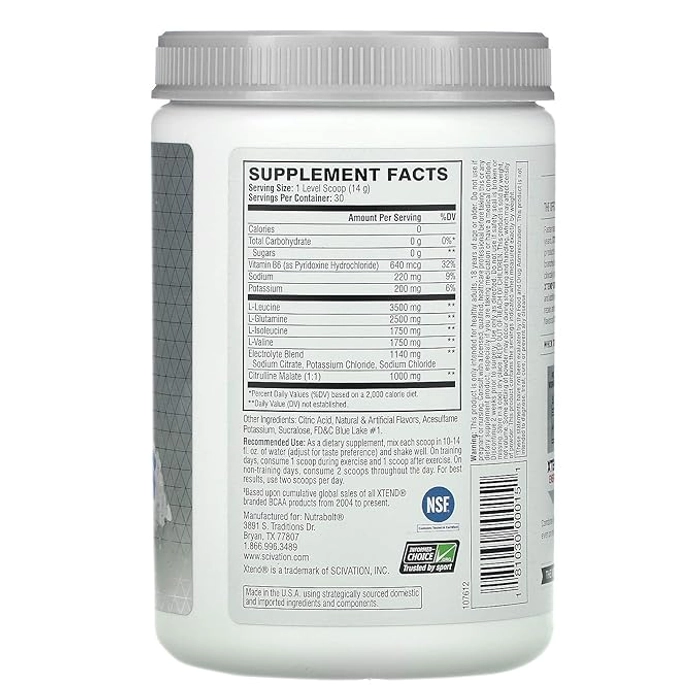 Scivation Xtend BCAA Intra workout powder 7gm BCAA, (30 Servings)