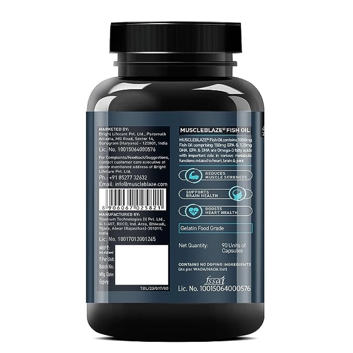 MuscleBlaze Fish Oil (1000 mg), 90 softgels