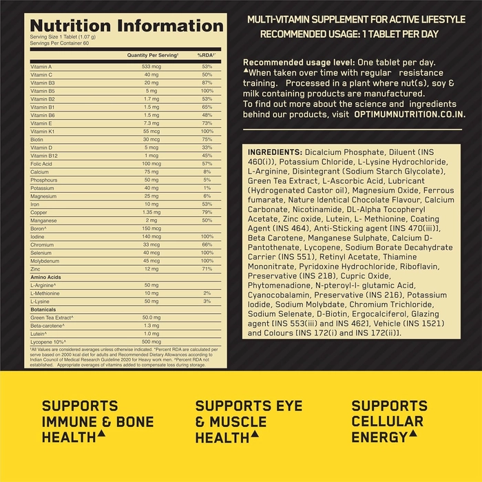 Optimum Nutrition Multivitamin For Men 60 Tablets