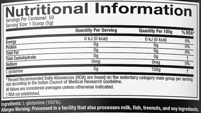 MuscleTech Platinum 100% Glutamine - 249.48 gm (0.55 Lb)