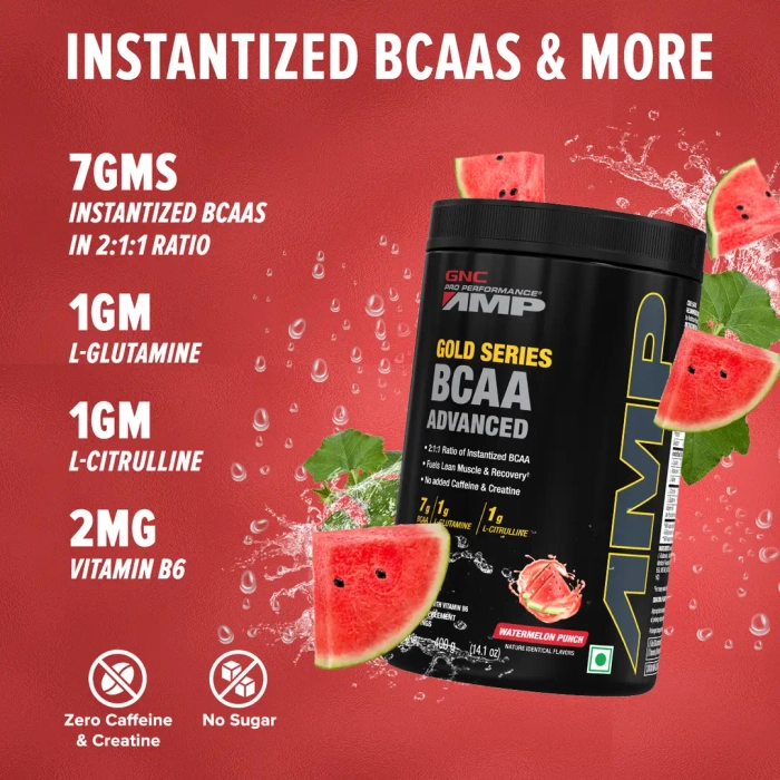 GNC Amp Gold Series BCAA Advanced 400g, 30 Servings