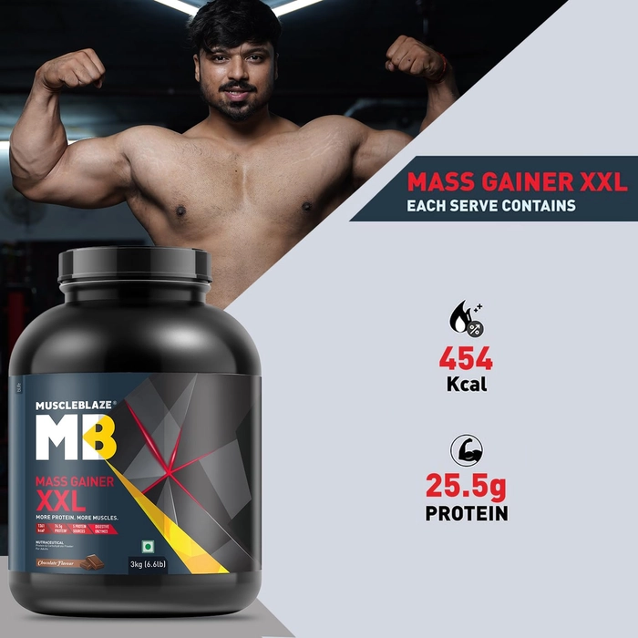 MuscleBlaze Super XXL Mass Gainer 3Kg 6.6lbs