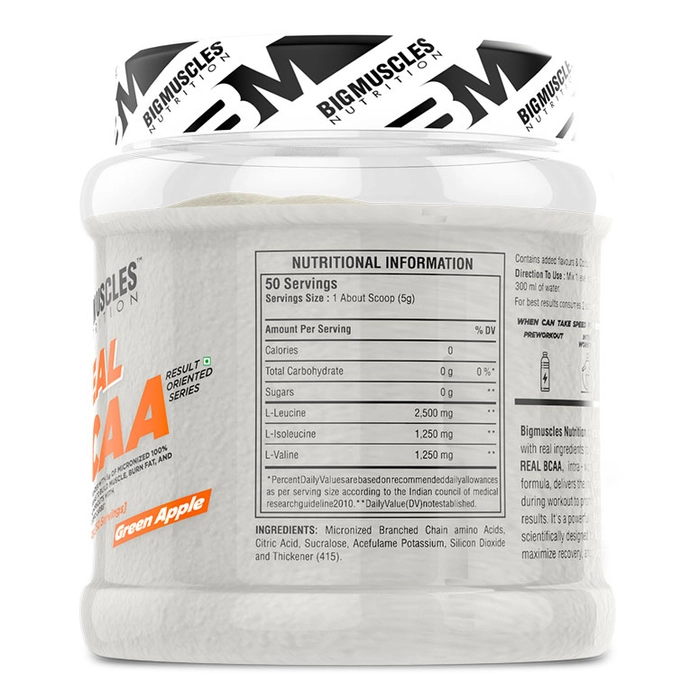 Big Muscles Nutrition Real BCAA 0.55 lbs, 250 gm (50 Servings)