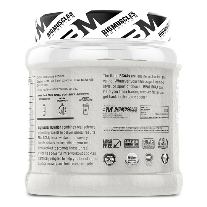 Big Muscles Nutrition Real BCAA 0.55 lbs, 250 gm (50 Servings)