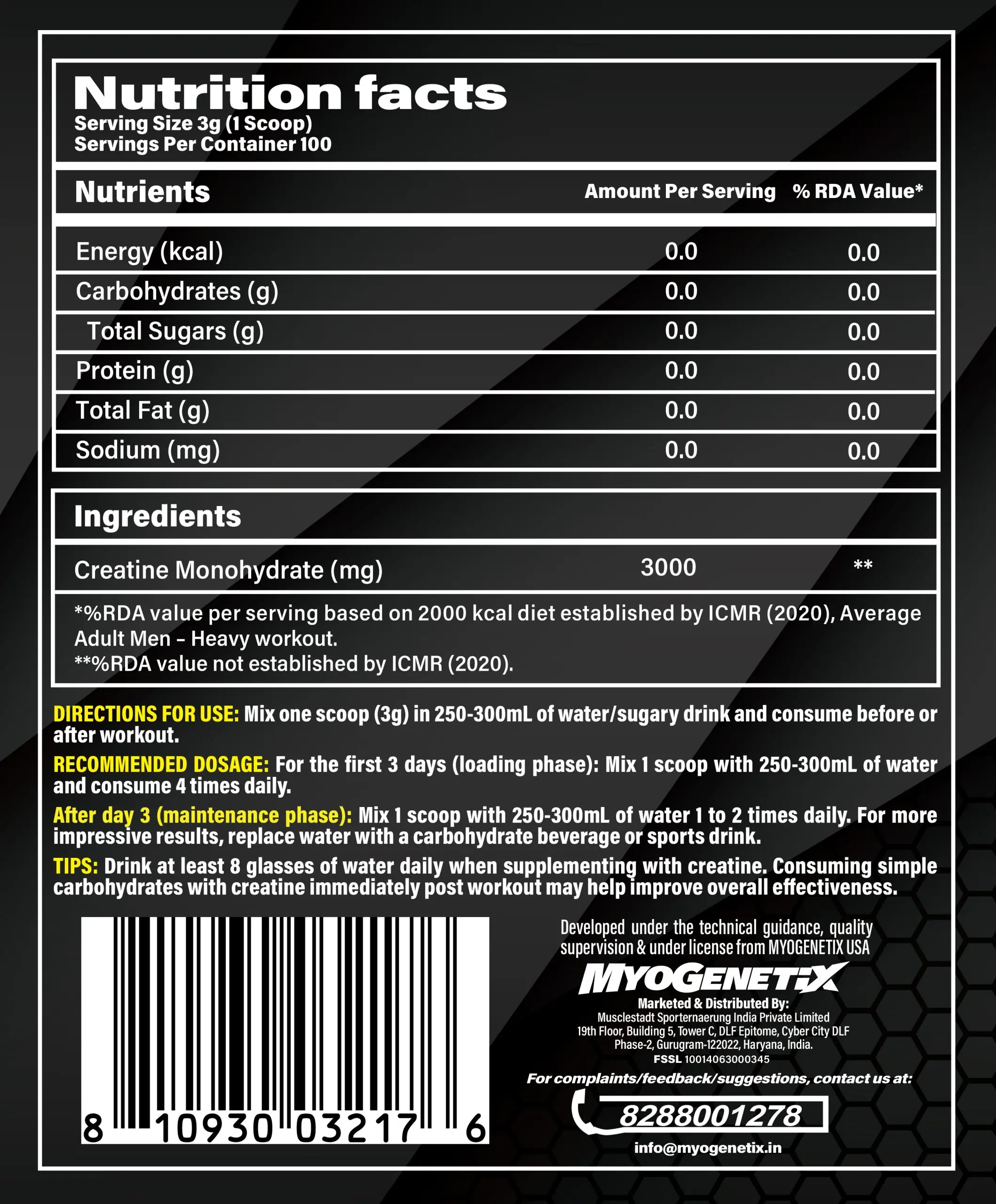 MyogenetX Platinum Creatine