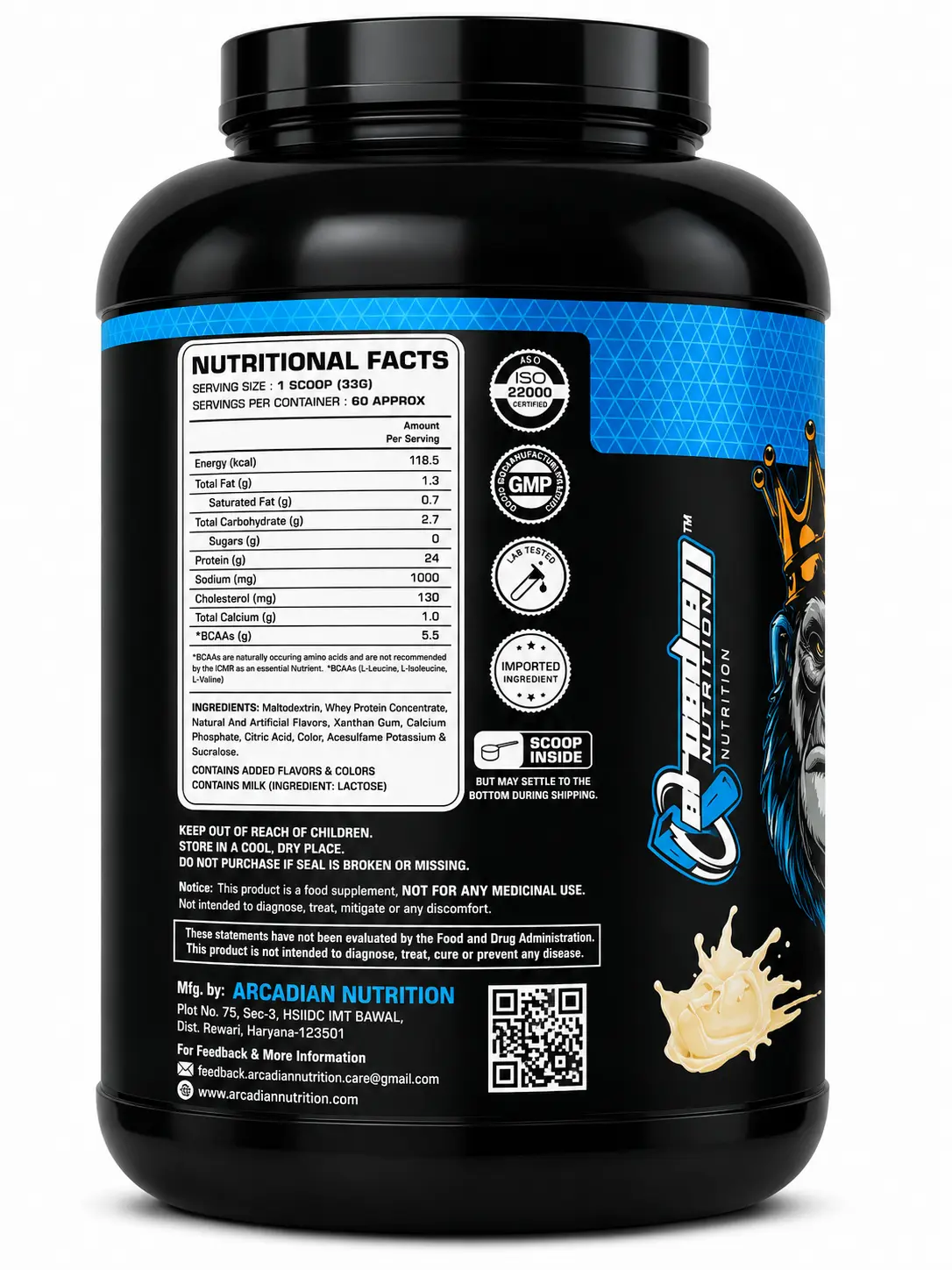 Monkey King Whey Protein Powder – 24g Protein, 5.5g BCAAs