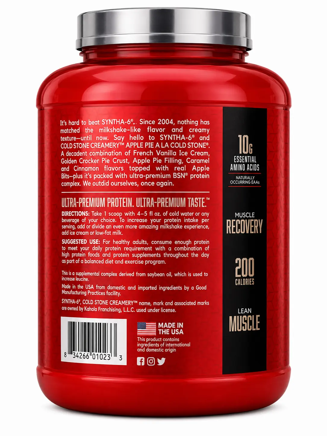 BSN Syntha-6 Protein Powder – Cold Stone Creamery Apple Pie A La Cold Stone® | 22g Protein | 44 Servings | 4.56 lb (2.07kg)
