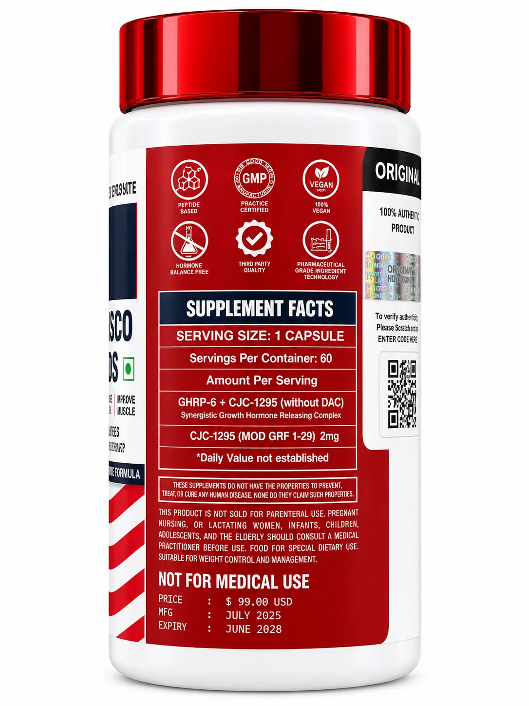 Davisco Foods Ultimate Gaining Formula GHRP6 + CJC | Advanced Muscle Growth & Recovery Support | 60 Capsules