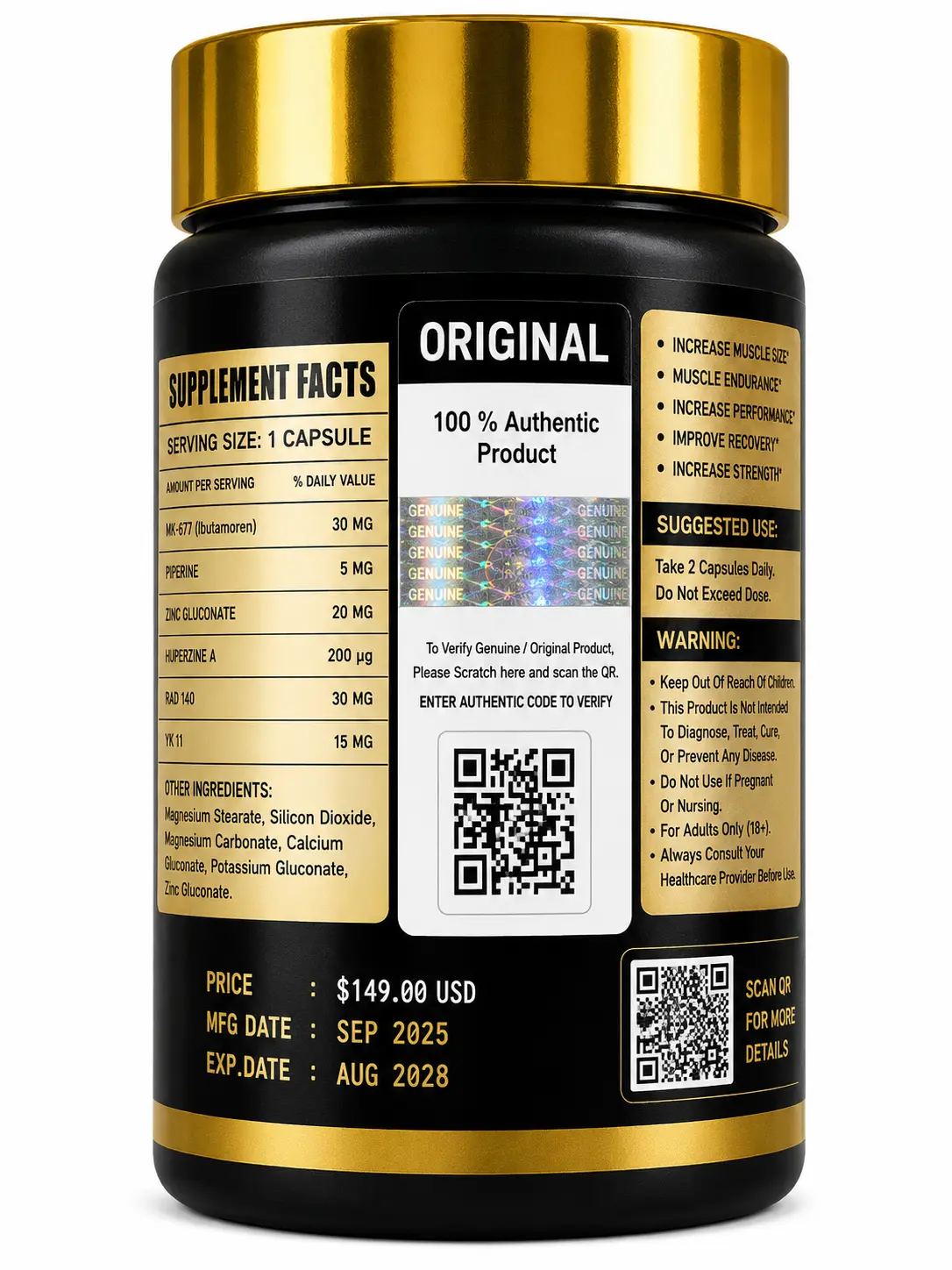 Global Pharma MK-677 (Ibutamoren) 30mg | Muscle Growth & Recovery Support
