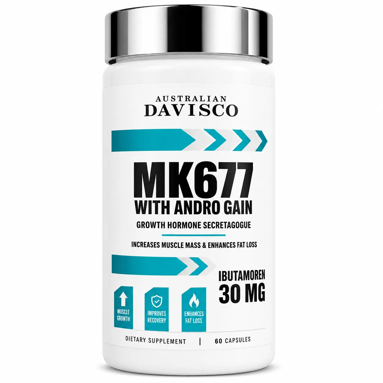 Australian Davisco MK677 With Andro Gain | Ibutamoren 30mg | Advanced Muscle Growth & Recovery Support | 60 Capsules