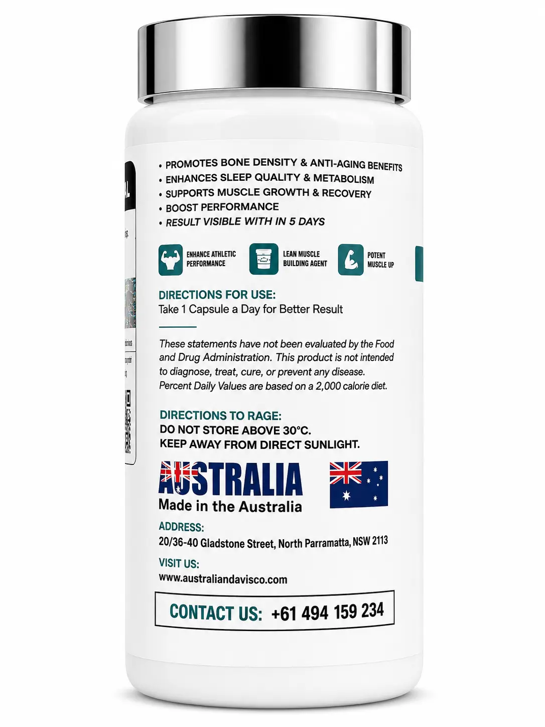 Australian Davisco MK677 With Andro Gain | Ibutamoren 30mg | Advanced Muscle Growth & Recovery Support | 60 Capsules