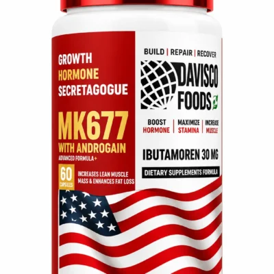 Davisco Foods MK677 With Andro Gain | Ibutamoren 30mg Growth Hormone Support Formula | Muscle Growth, Recovery & Performance | 60 Capsules