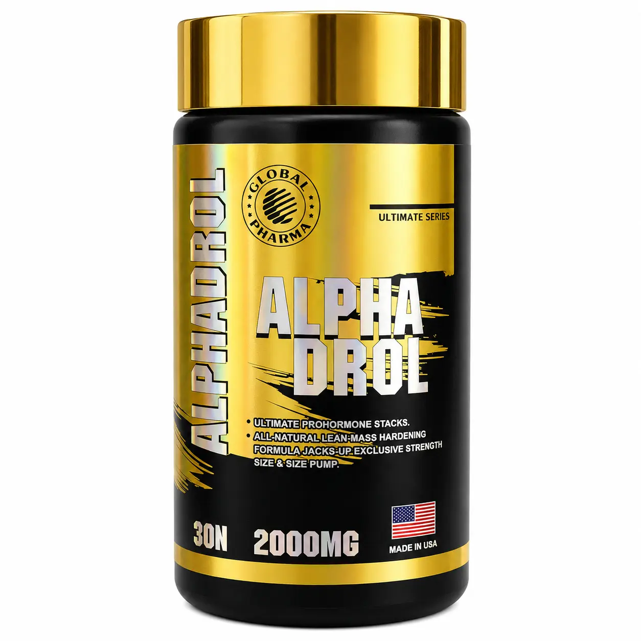 Global Pharma Alpha Drol 2000mg | Ultimate Series | Lean Mass & Strength Support Formula | 30 Capsules